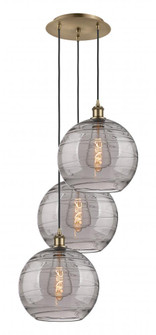 Athens Deco Swirl - 3 Light - 19 inch - Antique Brass - Cord hung - Multi Pendant (3442|113B-3P-AB-G1213-12SM)