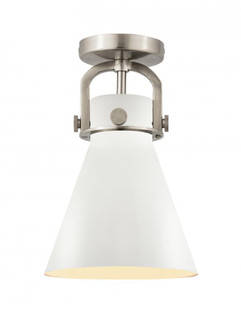 Newton Cone - 1 Light - 8 inch - Satin Nickel - Semi-Flush Mount (3442|410-1F-SN-M411-8W)