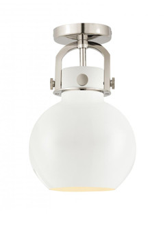 Newton Sphere - 1 Light - 8 inch - Polished Nickel - Semi-Flush Mount (3442|410-1F-PN-M410-8W)
