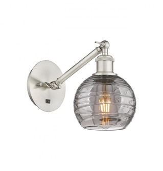 Athens Deco Swirl - 1 Light - 6 inch - Brushed Satin Nickel - Adjustable Sconce (3442|317-1W-SN-G1213-6SM)