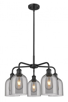 Bella - 5 Light - 24 inch - Matte Black - Chandelier (3442|516-5CR-BK-G558-6SM)