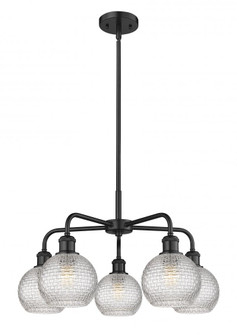 Athens - 5 Light - 24 inch - Matte Black - Chandelier (3442|516-5CR-BK-G122C-6CL)