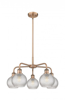 Athens - 5 Light - 24 inch - Antique Copper - Chandelier (3442|516-5CR-AC-G122C-6CL)