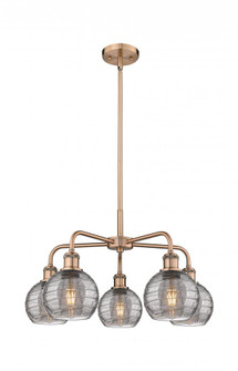 Athens Deco Swirl - 5 Light - 24 inch - Antique Copper - Chandelier (3442|516-5CR-AC-G1213-6SM)