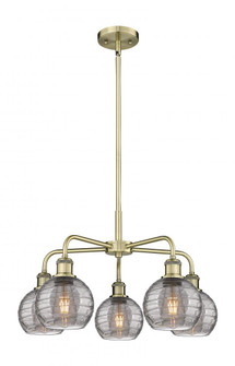 Athens Deco Swirl - 5 Light - 24 inch - Antique Brass - Chandelier (3442|516-5CR-AB-G1213-6SM)