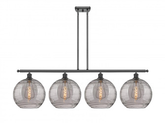 Athens Deco Swirl - 4 Light - 50 inch - Matte Black - Stem hung - Island Light (3442|516-4I-BK-G1213-12SM)