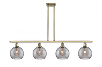 Athens Deco Swirl - 4 Light - 48 inch - Antique Brass - Stem hung - Island Light (3442|516-4I-AB-G1213-8SM)