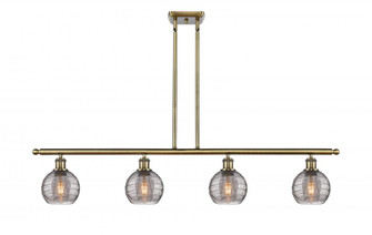 Athens Deco Swirl - 4 Light - 48 inch - Antique Brass - Stem hung - Island Light (3442|516-4I-AB-G1213-6SM)