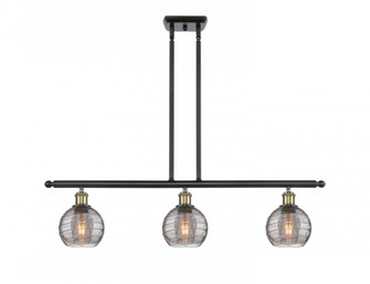 Athens Deco Swirl - 3 Light - 36 inch - Black Antique Brass - Stem hung - Island Light (3442|516-3I-BAB-G1213-6SM)