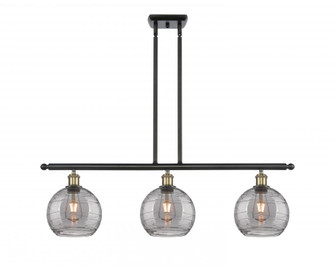 Athens Deco Swirl - 3 Light - 36 inch - Black Antique Brass - Stem hung - Island Light (3442|516-3I-BAB-G1213-8SM)