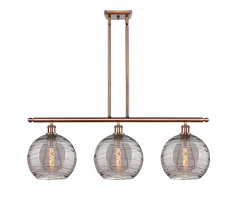 Athens Deco Swirl - 3 Light - 37 inch - Antique Copper - Stem hung - Island Light (3442|516-3I-AC-G1213-10SM)