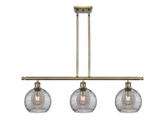 Athens Deco Swirl - 3 Light - 36 inch - Antique Brass - Stem hung - Island Light (3442|516-3I-AB-G1213-8SM)