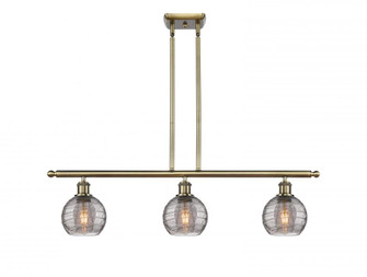 Athens Deco Swirl - 3 Light - 36 inch - Antique Brass - Stem hung - Island Light (3442|516-3I-AB-G1213-6SM)