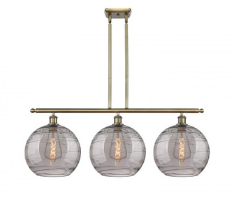 Athens Deco Swirl - 3 Light - 39 inch - Antique Brass - Stem hung - Island Light (3442|516-3I-AB-G1213-12SM)