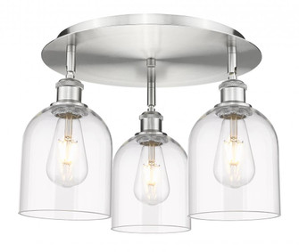 Bella - 3 Light - 17 inch - Satin Nickel - Semi-Flush Mount (3442|516-3C-SN-G558-6CL)