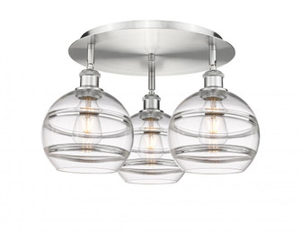 Rochester - 3 Light - 20 inch - Satin Nickel - Semi-Flush Mount (3442|516-3C-SN-G556-8CL)