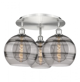 Rochester - 3 Light - 22 inch - Satin Nickel - Semi-Flush Mount (3442|516-3C-SN-G556-10SM)