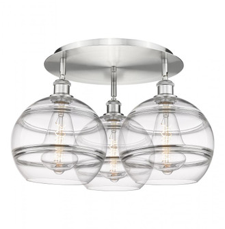 Rochester - 3 Light - 22 inch - Satin Nickel - Semi-Flush Mount (3442|516-3C-SN-G556-10CL)