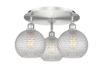 Athens - 3 Light - 20 inch - Satin Nickel - Semi-Flush Mount (3442|516-3C-SN-G122C-8CL)