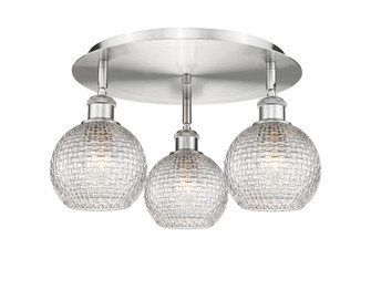 Athens - 3 Light - 18 inch - Satin Nickel - Semi-Flush Mount (3442|516-3C-SN-G122C-6CL)