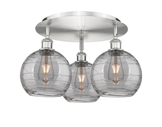 Athens Deco Swirl - 3 Light - 20 inch - Satin Nickel - Semi-Flush Mount (3442|516-3C-SN-G1213-8SM)