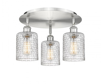 Cobbleskill - 3 Light - 17 inch - Satin Nickel - Semi-Flush Mount (3442|516-3C-SN-G112C-5CL)