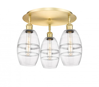 Vaz - 3 Light - 18 inch - Satin Gold - Semi-Flush Mount (3442|516-3C-SG-G557-6CL)