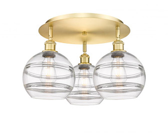 Rochester - 3 Light - 20 inch - Satin Gold - Semi-Flush Mount (3442|516-3C-SG-G556-8CL)