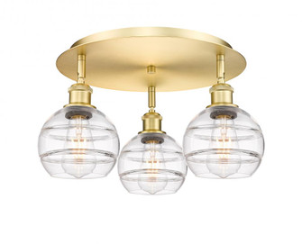 Rochester - 3 Light - 18 inch - Satin Gold - Semi-Flush Mount (3442|516-3C-SG-G556-6CL)