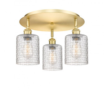 Cobbleskill - 3 Light - 17 inch - Satin Gold - Semi-Flush Mount (3442|516-3C-SG-G112C-5CL)