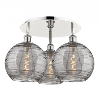 Athens Deco Swirl - 3 Light - 22 inch - Polished Nickel - Semi-Flush Mount (3442|516-3C-PN-G1213-10SM)