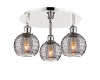 Athens Deco Swirl - 3 Light - 18 inch - Polished Nickel - Semi-Flush Mount (3442|516-3C-PN-G1213-6SM)