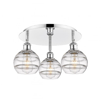 Rochester - 3 Light - 18 inch - Polished Chrome - Semi-Flush Mount (3442|516-3C-PC-G556-6CL)