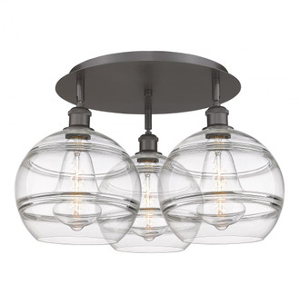 Rochester - 3 Light - 22 inch - Oil Rubbed Bronze - Semi-Flush Mount (3442|516-3C-OB-G556-10CL)