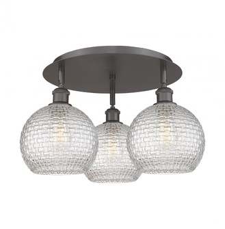 Athens - 3 Light - 20 inch - Oil Rubbed Bronze - Semi-Flush Mount (3442|516-3C-OB-G122C-8CL)