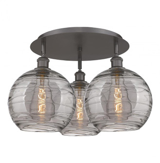 Athens Deco Swirl - 3 Light - 22 inch - Oil Rubbed Bronze - Semi-Flush Mount (3442|516-3C-OB-G1213-10SM)