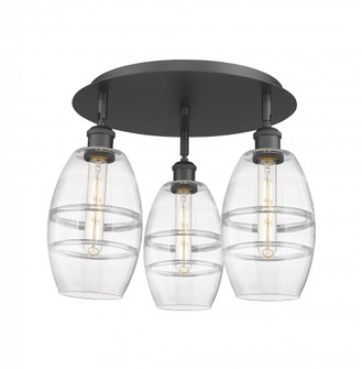Vaz - 3 Light - 18 inch - Matte Black - Semi-Flush Mount (3442|516-3C-BK-G557-6CL)