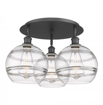 Rochester - 3 Light - 22 inch - Matte Black - Semi-Flush Mount (3442|516-3C-BK-G556-10CL)