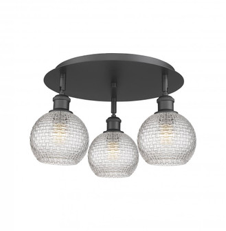 Athens - 3 Light - 18 inch - Matte Black - Semi-Flush Mount (3442|516-3C-BK-G122C-6CL)