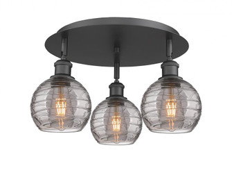 Athens Deco Swirl - 3 Light - 18 inch - Matte Black - Semi-Flush Mount (3442|516-3C-BK-G1213-6SM)