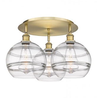 Rochester - 3 Light - 22 inch - Brushed Brass - Semi-Flush Mount (3442|516-3C-BB-G556-10CL)