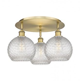 Athens - 3 Light - 20 inch - Brushed Brass - Semi-Flush Mount (3442|516-3C-BB-G122C-8CL)