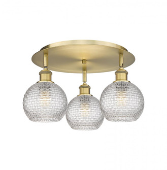Athens - 3 Light - 18 inch - Brushed Brass - Semi-Flush Mount (3442|516-3C-BB-G122C-6CL)