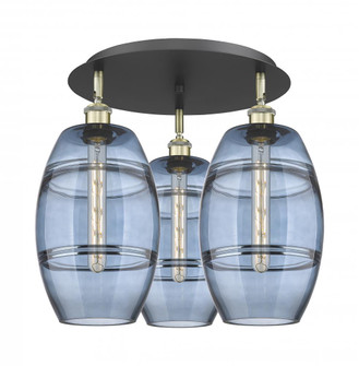 Vaz - 3 Light - 20 inch - Black Antique Brass - Semi-Flush Mount (3442|516-3C-BAB-G557-8BL)