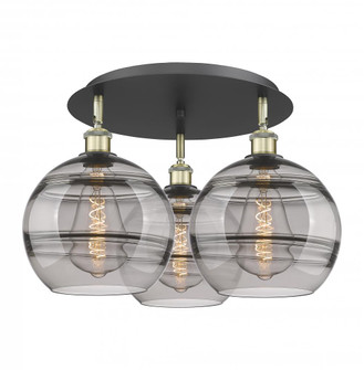 Rochester - 3 Light - 22 inch - Black Antique Brass - Semi-Flush Mount (3442|516-3C-BAB-G556-10SM)