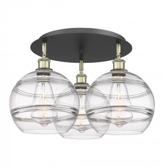 Rochester - 3 Light - 22 inch - Black Antique Brass - Semi-Flush Mount (3442|516-3C-BAB-G556-10CL)