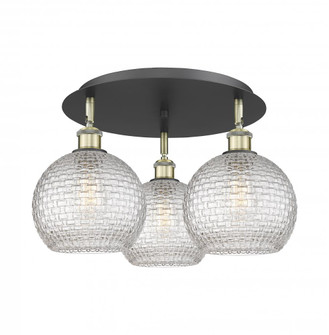 Athens - 3 Light - 20 inch - Black Antique Brass - Semi-Flush Mount (3442|516-3C-BAB-G122C-8CL)