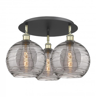 Athens Deco Swirl - 3 Light - 22 inch - Black Antique Brass - Semi-Flush Mount (3442|516-3C-BAB-G1213-10SM)