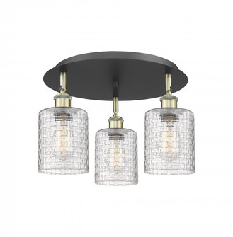 Cobbleskill - 3 Light - 17 inch - Black Antique Brass - Semi-Flush Mount (3442|516-3C-BAB-G112C-5CL)