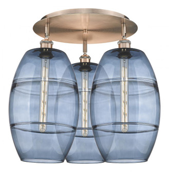 Vaz - 3 Light - 22 inch - Antique Copper - Semi-Flush Mount (3442|516-3C-AC-G557-10CL)